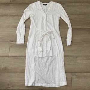 KAL RIEMAN Shirt Dress Size XS Collared Button Hi Lo Front Tie Cotton Dress